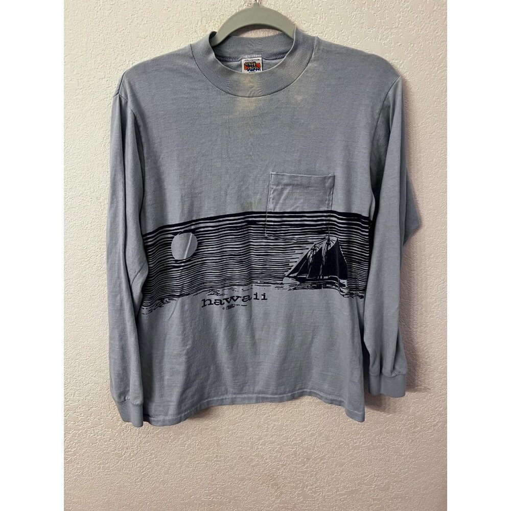 Vintage 1972 Crazy Shirts Hawaii Medium Long Sleeve T-Shirt 100% Cotton Nautical